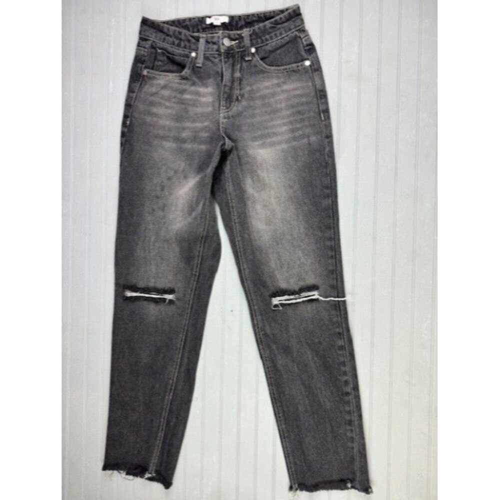 BP Size 26 Womens Ankle Jeans Black Cotton Raw Hem Mid Rise